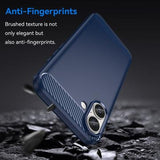 iPhone 16 Plus Børstet TPU Cover - Karbonfiber - Blå