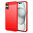 iPhone 16 Plus Børstet TPU Cover - Karbonfiber - Rød