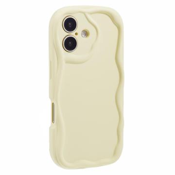 iPhone 16 Plus Candy Color Wavy TPU Cover - Gul