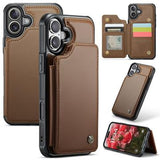 iPhone 16 Plus Caseme C22-etui RFID-kortpung - brun