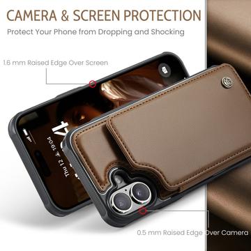 iPhone 16 Plus Caseme C22-etui RFID-kortpung - brun