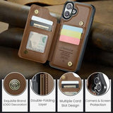 iPhone 16 Plus Caseme C22-etui RFID-kortpung - brun