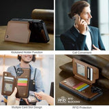 iPhone 16 Plus Caseme C22-etui RFID-kortpung - brun