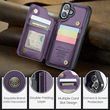 iPhone 16 Plus Caseme C22-etui RFID-kortpung - lilla