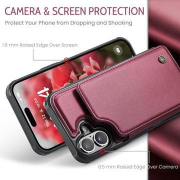 iPhone 16 Plus Caseme C22-etui RFID-kortpung - rød
