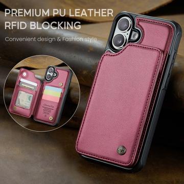iPhone 16 Plus Caseme C22-etui RFID-kortpung - rød