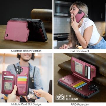 iPhone 16 Plus Caseme C22-etui RFID-kortpung - rød
