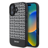 iPhone 16 Plus DKNY Repeat Pattern Bottom Stripe Cover - MagSafe-kompatibel - Sort