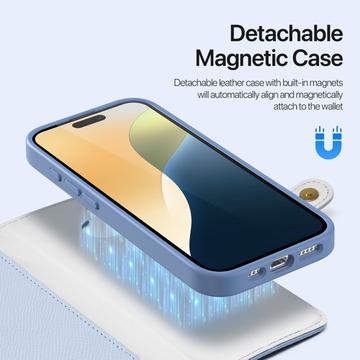 iPhone 16 Plus Dux Ducis Lawa Pung læderetui m. magnetisk cover - babyblå