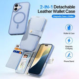 iPhone 16 Plus Dux Ducis Lawa Pung læderetui m. magnetisk cover - babyblå