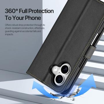 iPhone 16 Plus Dux Ducis Lawa Pung læderetui med magnetisk låg - sort