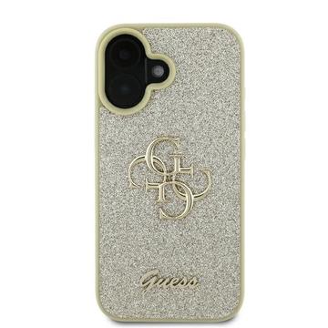 iPhone 16 Plus Guess Fixed Glitter 4G Metal Logo Cover - Guld