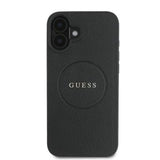 iPhone 16 Plus Guess Grained Classic Logo Hybrid Cover - MagSafe-kompatibel - Sort