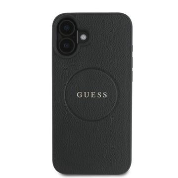iPhone 16 Plus Guess Grained Classic Logo Hybrid Cover - MagSafe-kompatibel - Sort