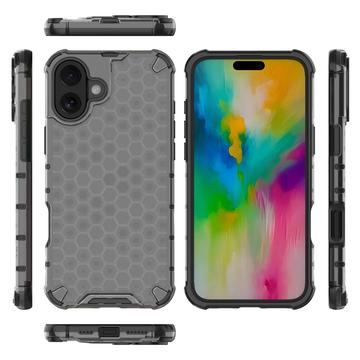 iPhone 16 Plus Honeycomb Armored Hybrid Cover - Sort