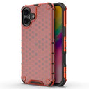 iPhone 16 Plus Honeycomb Armored Hybrid Cover - Rød