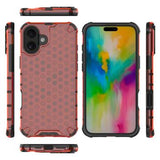 iPhone 16 Plus Honeycomb Armored Hybrid Cover - Rød