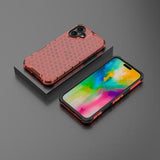 iPhone 16 Plus Honeycomb Armored Hybrid Cover - Rød