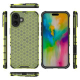 iPhone 16 Plus Honeycomb Armored Hybrid Cover - Grøn