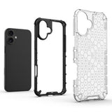 iPhone 16 Plus Honeycomb Armored Hybrid Cover - Grå
