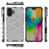 iPhone 16 Plus Honeycomb Armored Hybrid Cover - Grå