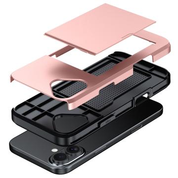 iPhone 16 Plus Hybrid Cover med Glidende Kortslot - Army Grøn
