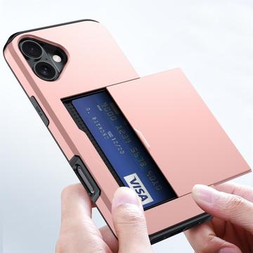 iPhone 16 Plus Hybrid Cover med Glidende Kortslot - Army Grøn