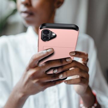 iPhone 16 Plus Hybrid Cover med Glidende Kortslot - Army Grøn