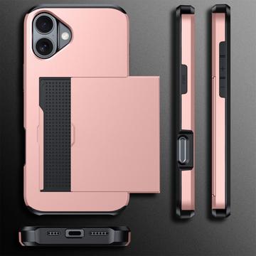 iPhone 16 Plus Hybrid Cover med Glidende Kortslot - Army Grøn