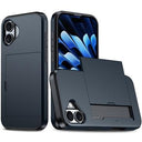 iPhone 16 Plus Hybrid Cover med Glidende Kortslot - Mørkeblå