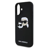 iPhone 16 Plus Karl Lagerfeld Double Heads MagSafe cover i flydende silikone - Sort