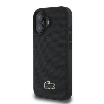 iPhone 16 Plus Lacoste Iconic Petit Pique Woven Logo Cover - MagSafe-kompatibel - Sort