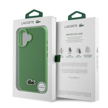 iPhone 16 Plus Lacoste Iconic Petit Pique Woven Logo Cover - MagSafe-kompatibel - Grøn
