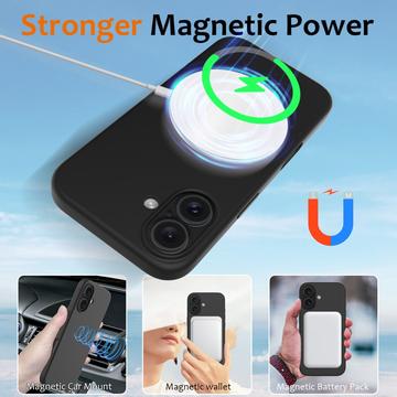 iPhone 16 Plus Liquid Silikone Cover - MagSafe Kompatibel - Sort