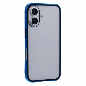 iPhone 16 Plus Magnetisk Cover med Hærdet Glas - Privatliv - Mørkeblå