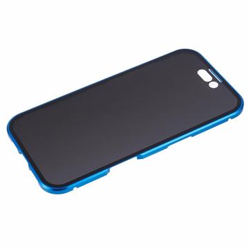iPhone 16 Plus Magnetisk Cover med Hærdet Glas - Privatliv - Mørkeblå