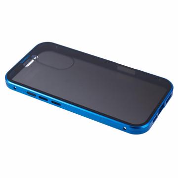 iPhone 16 Plus Magnetisk Cover med Hærdet Glas - Privatliv - Mørkeblå