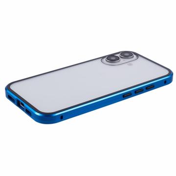 iPhone 16 Plus Magnetisk Cover med Hærdet Glas - Privatliv - Mørkeblå