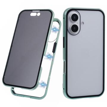 iPhone 16 Plus Magnetisk Cover med Hærdet Glas - Privatliv - Grøn