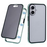 iPhone 16 Plus Magnetisk Cover med Hærdet Glas - Privatliv - Grøn
