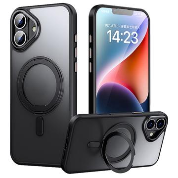 iPhone 16 Plus Magnetisk Stativ Hybrid Cover - sort