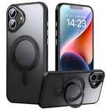 iPhone 16 Plus Magnetisk Stativ Hybrid Cover - sort