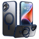 iPhone 16 Plus Magnetisk Stativ Hybrid Cover - mørkeblå