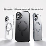 iPhone 16 Plus Magnetisk Stativ Hybrid Cover - Gennemsigtig