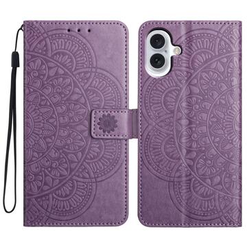 iPhone 16 Plus Mandala Series Etui med Pung - Lilla
