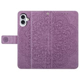 iPhone 16 Plus Mandala Series Etui med Pung - Lilla