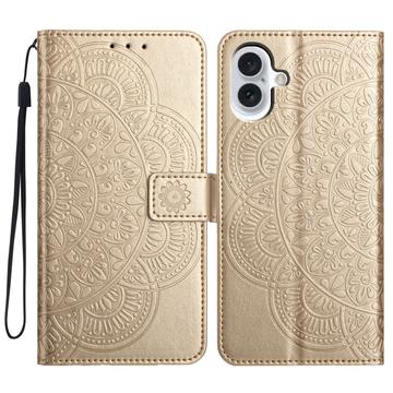 iPhone 16 Plus Mandala Series Etui med Pung - Guld