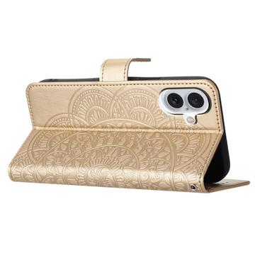 iPhone 16 Plus Mandala Series Etui med Pung - Guld