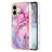 iPhone 16 Plus Marmormønster Galvaniseret IMD TPU Cover - Blå / Pink