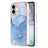 iPhone 16 Plus Marmormønster Galvaniseret IMD TPU Cover - Blå